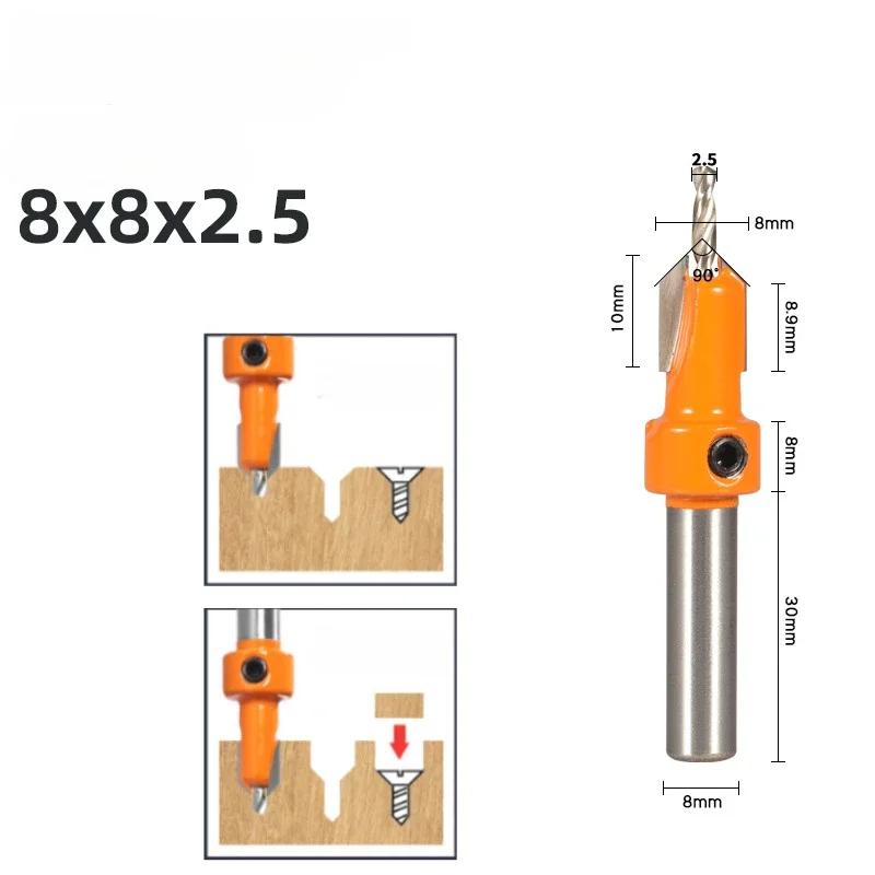 8MM Shank Hss Countersink Router Bit Screw Extractor Woodworking Hole Opener Drill  Milling Cutter For Wood Alloy Step Drill