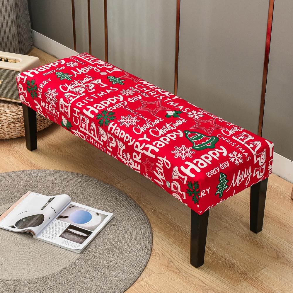 Dining Bench Cover Stretch Upholstered Bench Slipcover Printed Bench Seat Protector Rectangle Bench Covers for Dining Room Bedroom Living Room Kitchen