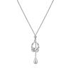 Silver Water Drop Earphone Pendant Necklace for Women and Men - Titanium Steel Sweater Chain with High-End Autumn and Winter Style.