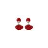 Orecchini pendenti geometrici a forma di cuore di fragola rossi: Elegante Gioielli Aghi d'Argento Retrò