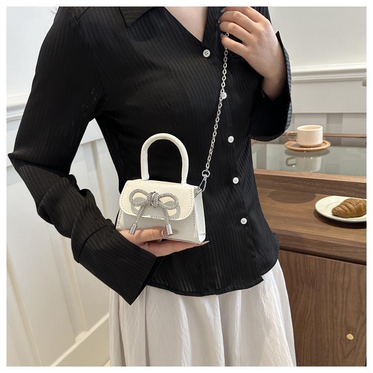 2024 French Chic Mini Textured Bow Crossbody Bag for Women