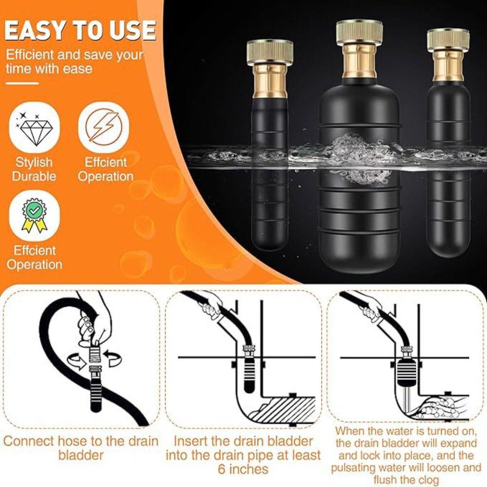 Wear Resistance Pipe Cleaner Safe Drain Bladder Kit Clog Bladder Unclogger  Swimming Pools