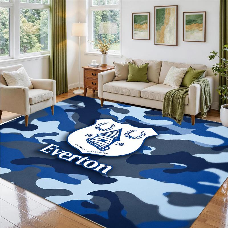 Everton Football Design Crystal Velvet Rug Soft Decorative Mat for Bedroom Entrance