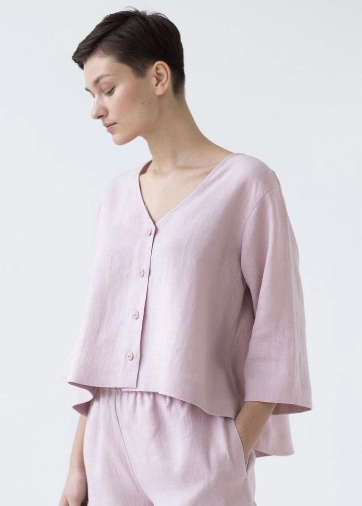 Linen Flared Top Women Loose Casual Blouse Bracelet Sleeve Oversized Shirt