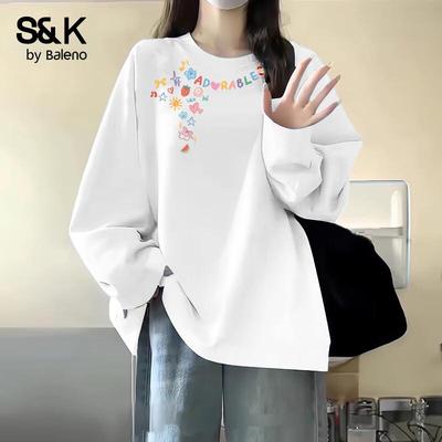 T-shirt à manches longues 200G en coton pur pour femme Baleno S&K