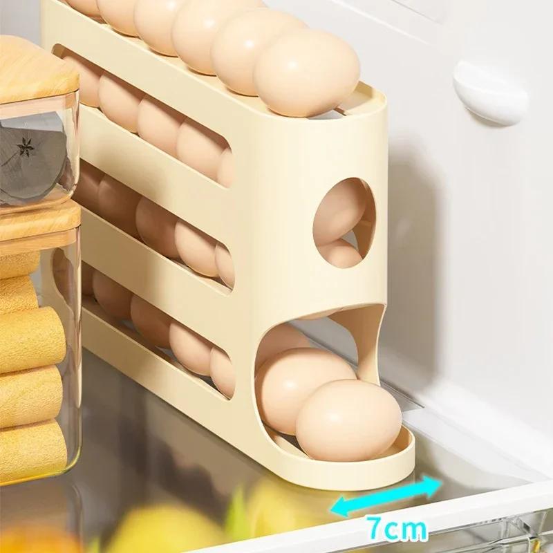 4-layer Transparent Slide Egg Storage Box Ladder Egg Box Storage Refrigerator Side Door Large Capacity Automatic Egg Roller