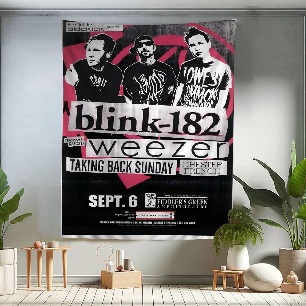 BBlink 182 Rock Band DIY Wall Tapestry Hanging Tarot Hippie Wall Rugs Dorm INS Home Decor