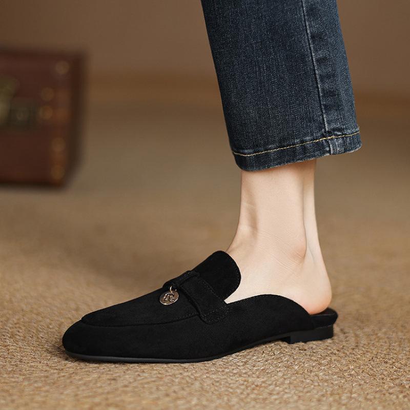 

Новые женские сумки, тапочки с открытой пяткой, тапочки на низком каблуке, обувь больших размеров, плоские полутапочки, мюли, крутые тапочки, летние полушлепанцы для женщин 43 чёрный