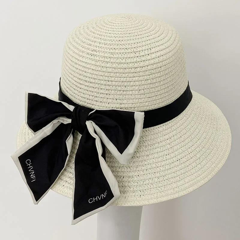 WTEMPO Casual Breathable Bow Sun Hats Women's Summer Large Brim Versatile Sun Protection Outdoor Bucket Hats