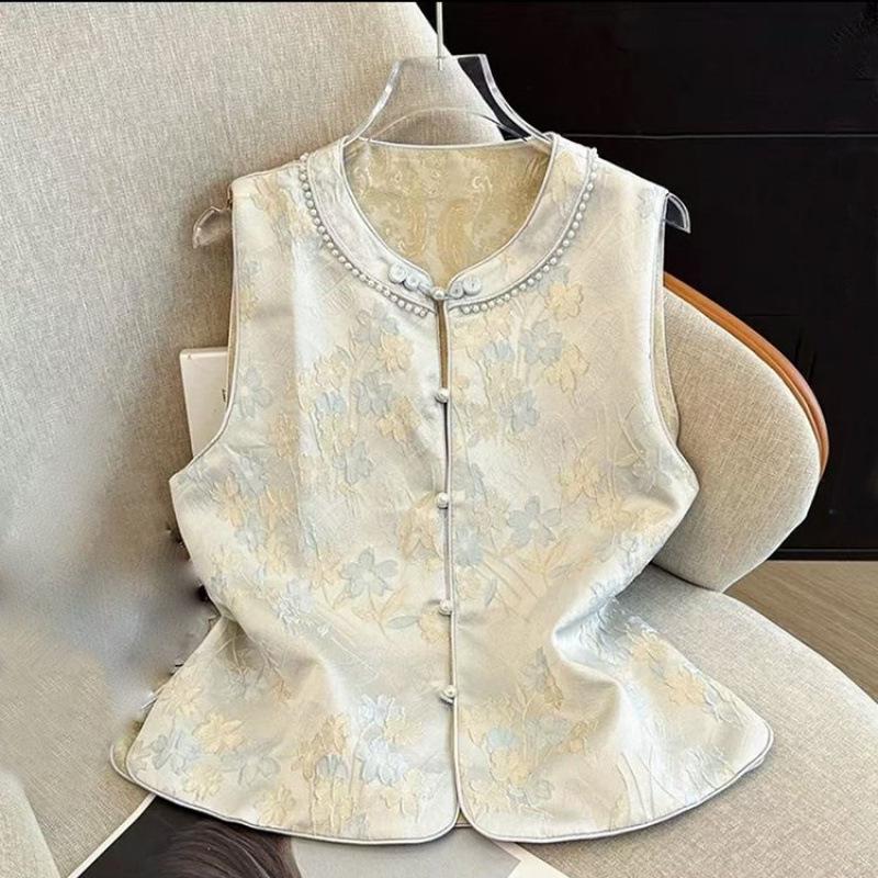 Double-Sided Layered Chinese Style Jacquard Vest for Middle-Aged & Elderly - Spring Qipao Vest