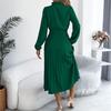Women's Fashionable Casual Loose-Fit Tie-Waist Bell-Sleeve Pleated Dress