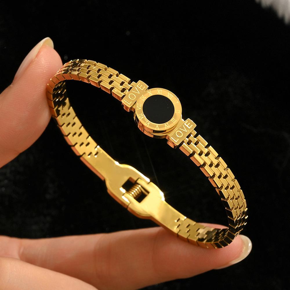 Roestvrij Staal Goud Golf Diamant Liefdesbrief Geometrisch Armband - High-End Mode Sieraden.