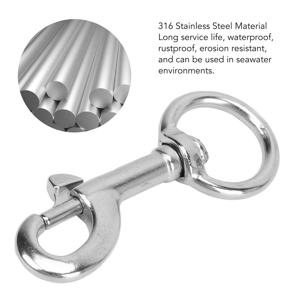 4PCS Swivel Eye Bolt Snap Hook 316 Stainless Steel Marine Grade Scuba Diving Clip for Ship 5#
