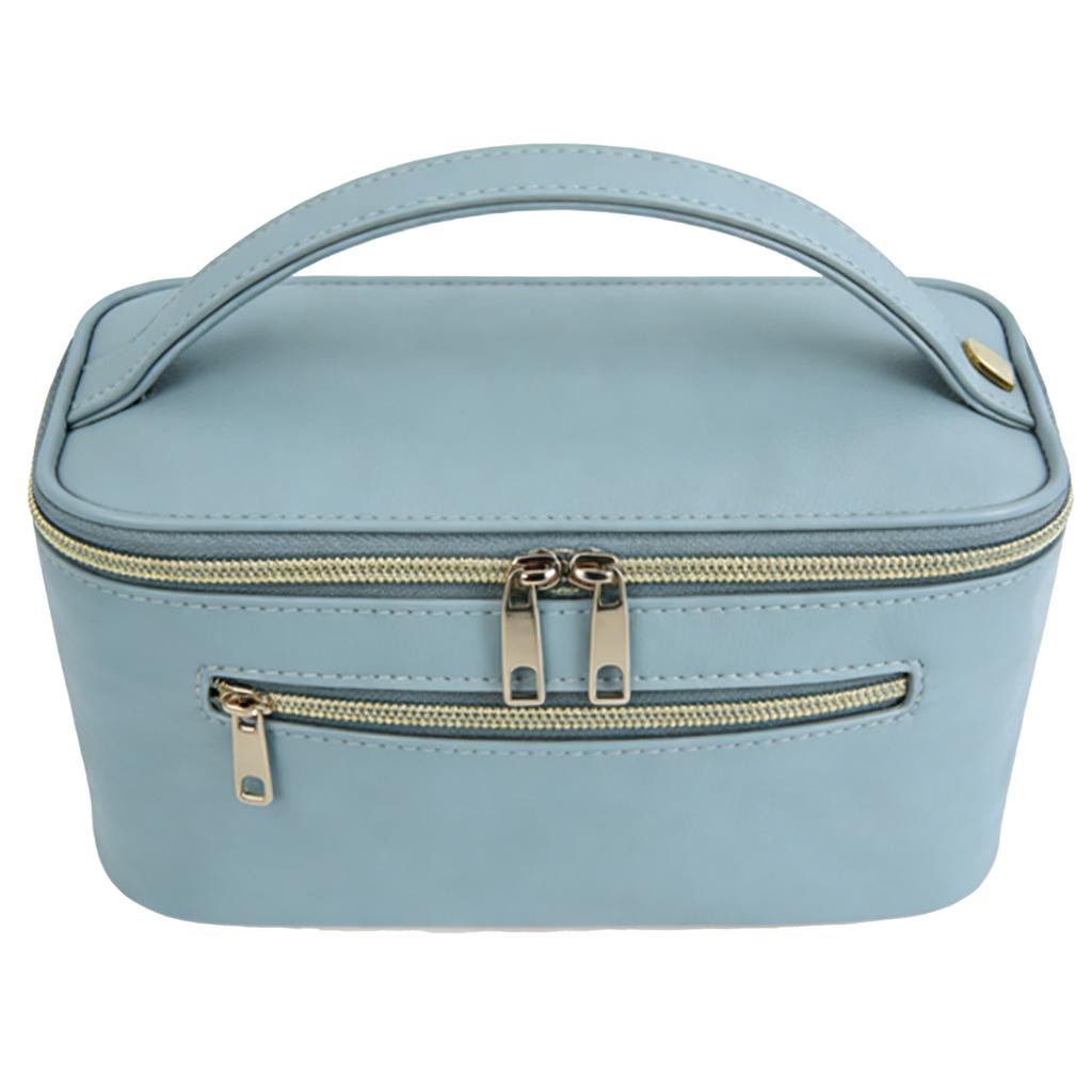 Toiletry Makeup Bag Large Capacity Water Proof PU Cosmetic Bag with Double Zips Independent Brush Compartments for