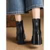 Square Head Chelsea Boots Women's Retro Short Boots High Heel Single Inlet Small Ankle Boots Thick Heel Women's Boots Single Boots