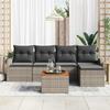 Garden Sofa Set with Cushions 6 Pcs Grey Poly Rattan