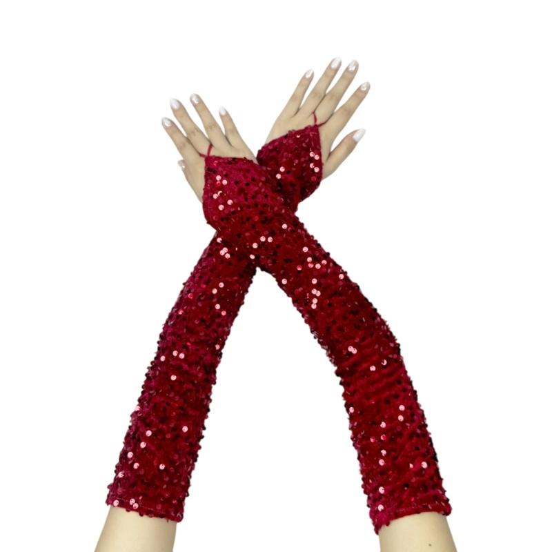 Eleganti Guanti Lunghi con Paillettes Stile Francese per Matrimoni, Balli di Fine Anno per Donne e Ragazze Tema Anni '20 Opere Musicali Danza