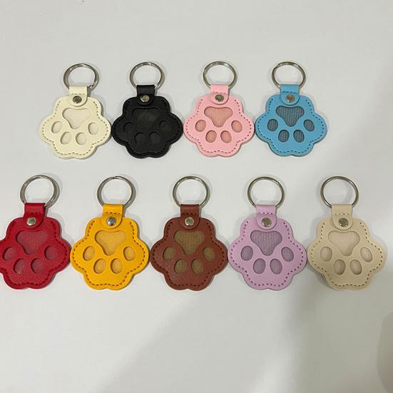 Faux Leather Pet Hair Keychain Dog Cat Claw Shape Souvenir