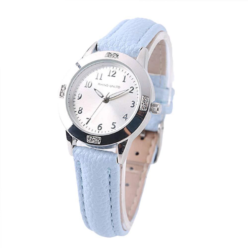 Ladies Watch Girls Women s Fashion Popular Cute Leather Band Luminous Quartz Stylish (Blue)