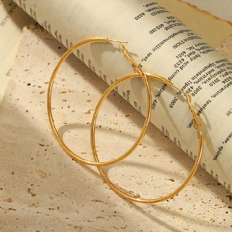 Stainless Steel Round Earrings Stylish Hoop Earring Women Girl Geometric Earwear