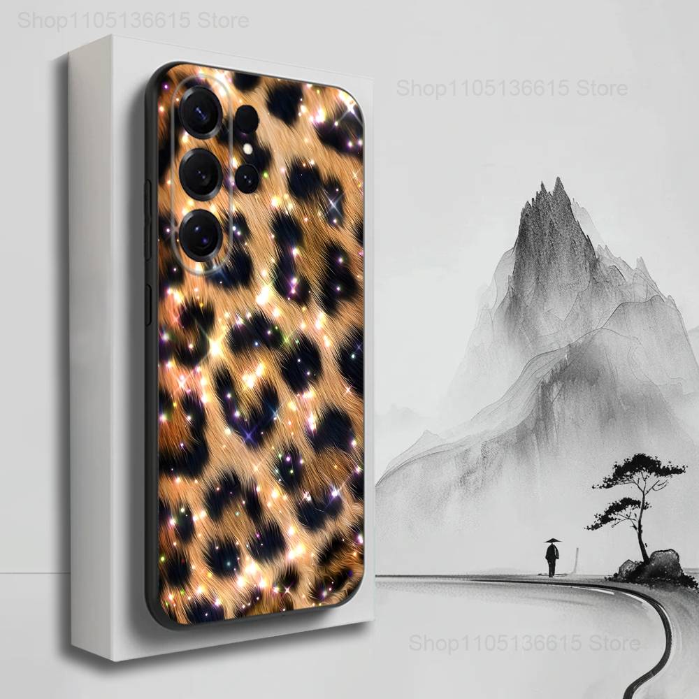 Luxury Leopard Fashion Print Case For Samsung S22,S21,S9,S25,S24,S23,Ultra,FE,S20,S10,Plus,Lite,Soft Silicone Black
