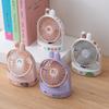 2023 New Summer Cute Pet Bunny Ear Desktop Usb Mini Student Portable Diy Fan With Plastic Blades Pink