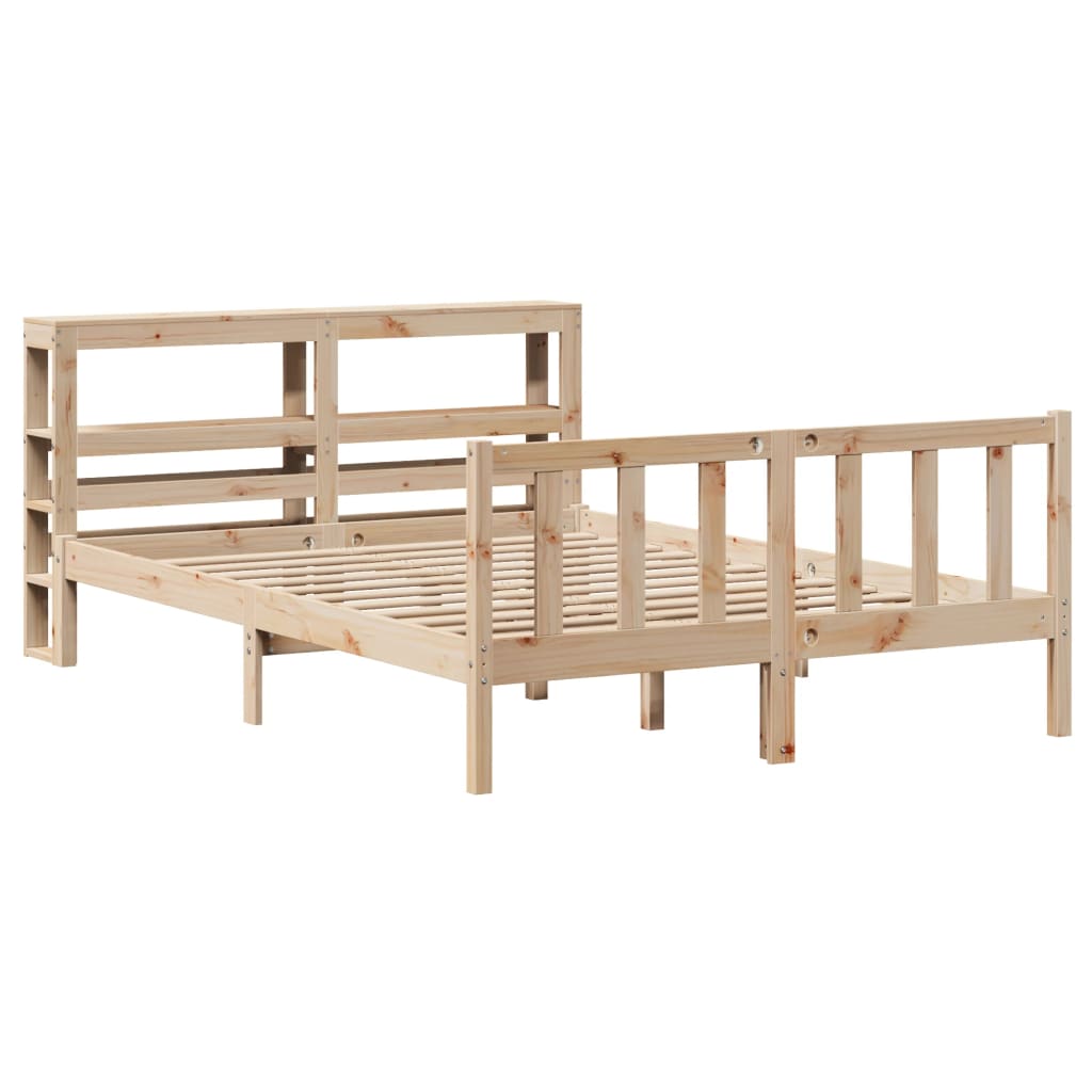 Vidaxl Bed Frame Without Mattress, 140X200 Cm, Solid Pine Wood