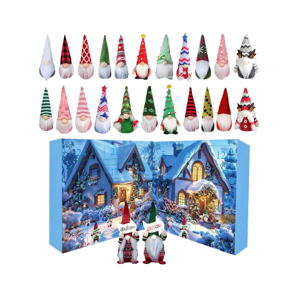 2025 Christmas Gnome Calendar 24-day Christmas Countdown Gnome Dolls Calendar Cute Doll Figures Ornament  Dwarfs Table Decor