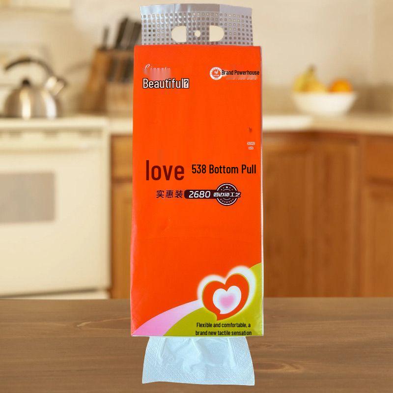 Cute Rabbit Heart Tissue Pack: 1800 Sheets, Large Case, Hangable, Soft & Economical.