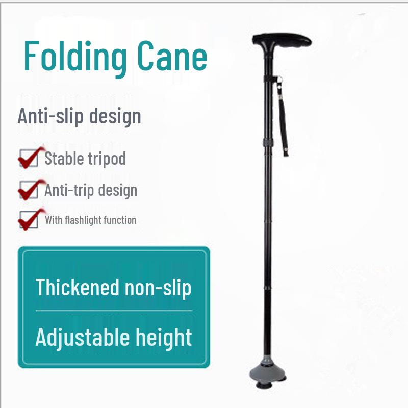 Telescopic Five-Section Folding Walking Cane for Elderly and Hiking