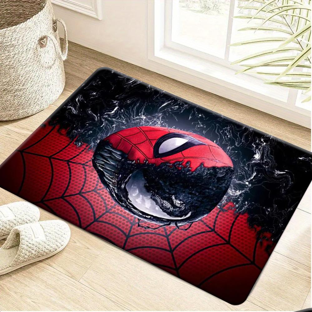 Bath Mat 1pc, Spider for Man Logo_2, MARVEL Flannel Rectangular Mat, Bathroom Non-slip Entrance Mat, Fun Door Decoration Mat,
