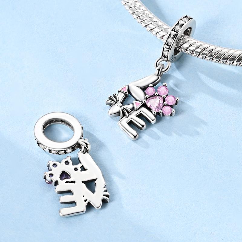 New Original Copper Charms Beads Pendant Pink Bow Perfume Zircon Beads For Women Fine Jewelry Making