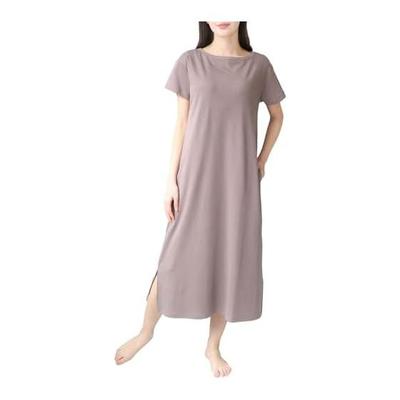 [ON NISHIKI] Room Dress, Women's, Summer, Short Sleeve, With Cup, 100% Cotton, Room Wear, Long Length, Mesh Back Side, Skin-friendly, Silky Smooth,