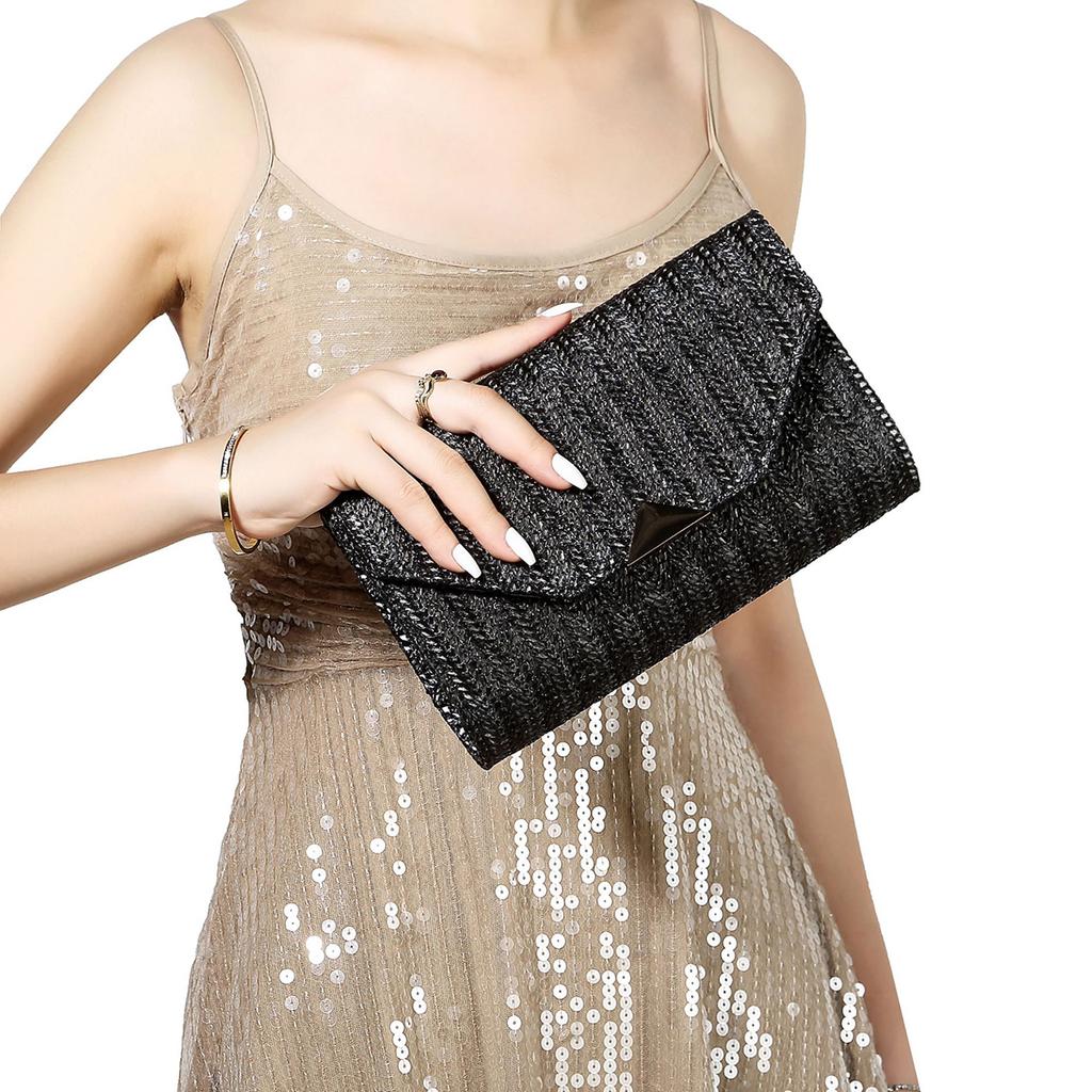 Straw Woven Clutch Bag Beach Rattan Causal Female Party Wedding Evening Bag Summer Vacation Luxury Purse Handbag Rattan Woven
