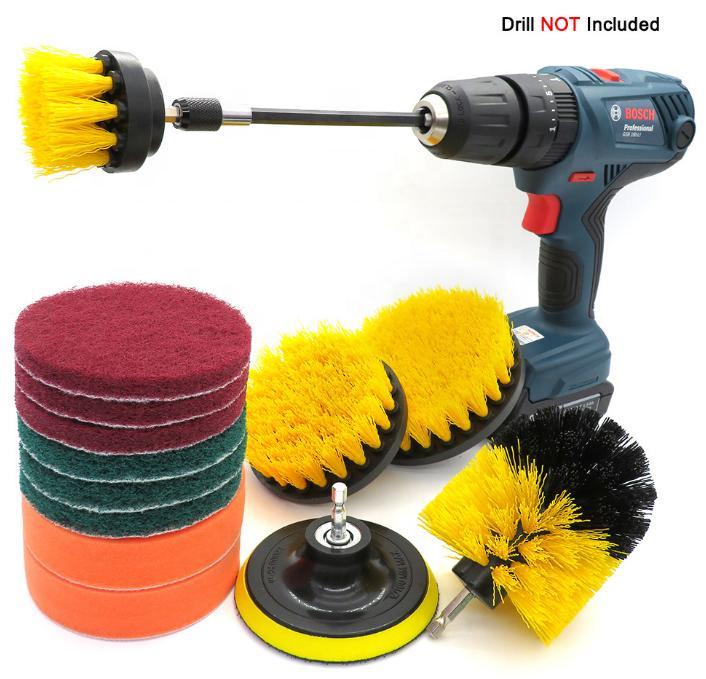 Daily Cleaning Car Wash Drill Brushes Set for Household Car Detailing 15 pcs жёлтый