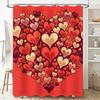 Romantic Multi-Heart Shower Curtain - Waterproof, Mildew-Resistant, Machine Washable For Valentine'S Day Bathroom Decor