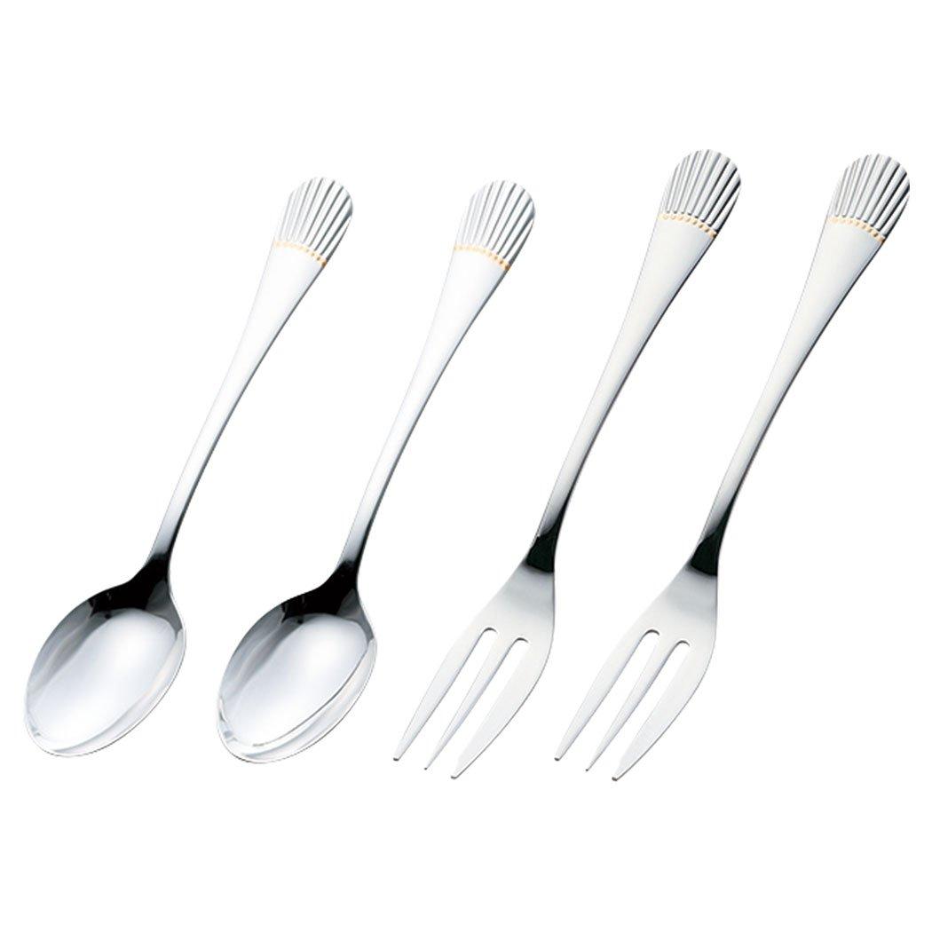 

Noritake Чайная ложка Вилка для торта Starcrest 2 2 Частично нержавеющая сталь и Набор, Ложка 13,1 см, Вилка 13,5 см, Дизайн, Ложки, Вилки, Сталь с золотым покрытием,