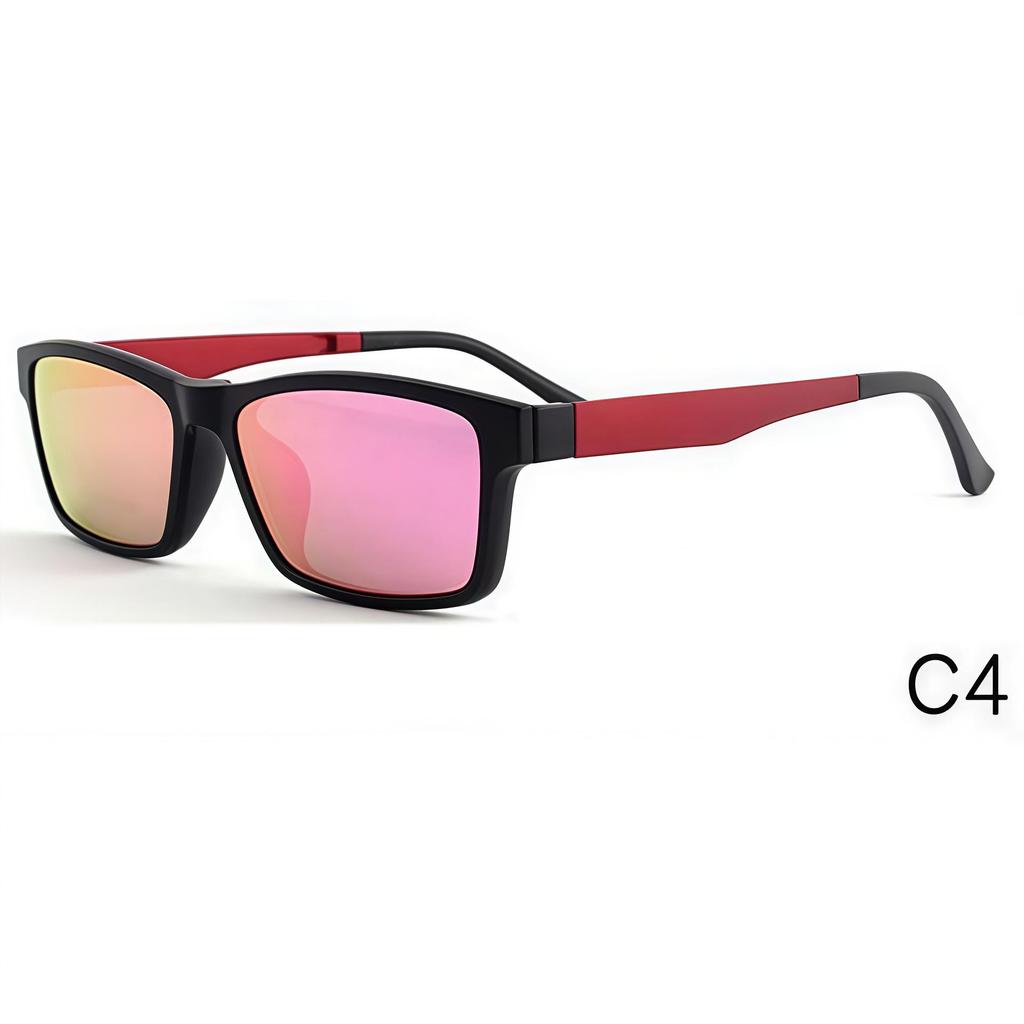 2076 New Large Square Frame Magnetic Clip-On Men's Polarized Sunglasses - Multi-Color Options