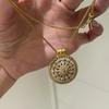 Women Light‑Luxury Necklace, New Chinese Style Full Diamond Double‑Sided Hollow Brushed Forged Compass Lemon Slice Pendant