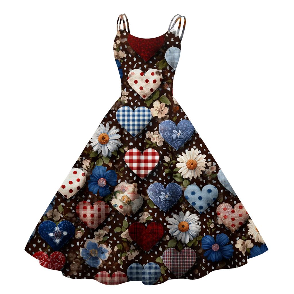 Women's  Print Sexy Off-The-Shoulder Punk Vintage Dress