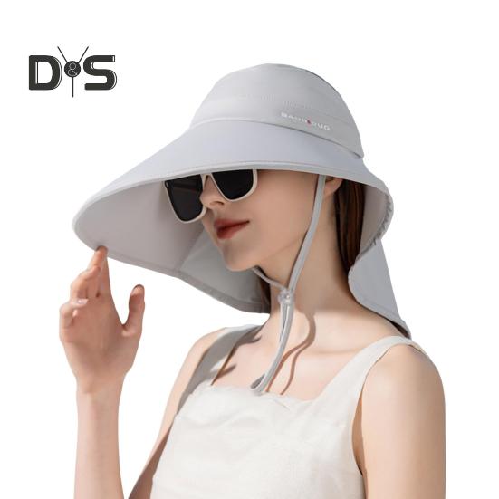 Dámský sluneční klobouk se širokou krempou, rolovací, UV ochrana proti slunci, klopa na krk, UPF 50+, rybářský klobouk s otvorem pro culík, pro turistiku a pláž