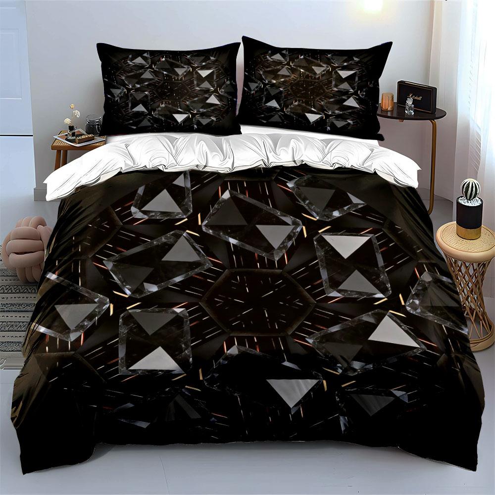Crystal Geometric Decor Set Soft Comfortable Duvet Cover Bedding Set Included 1*Duvet Cover & 2*Pillowcases, Gift