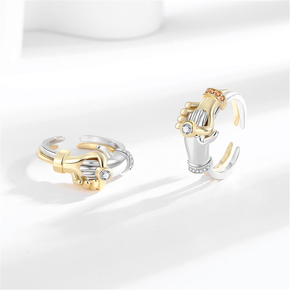 Cute Female White Zircon Open Wedding Rings Promise Adjustable Gold Color Engagement  For Women