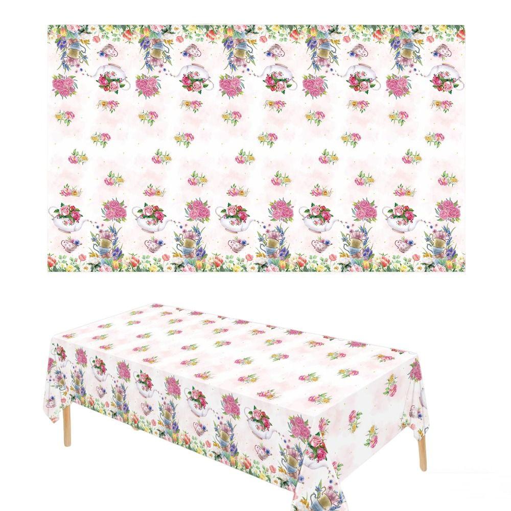 Waterproof Floral Tablecloth Rectangle Shape Long Dining Table Decor  Wedding Celebration