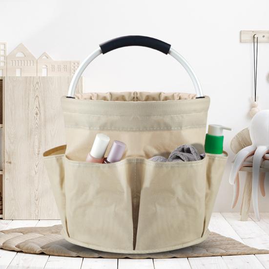 Portable Beach Organizer Foldable Cleaning Bucket Lightweight Oxford Picnic Basket for Travel Camping Bath Multi-Purpose Storage Bag for Tools
