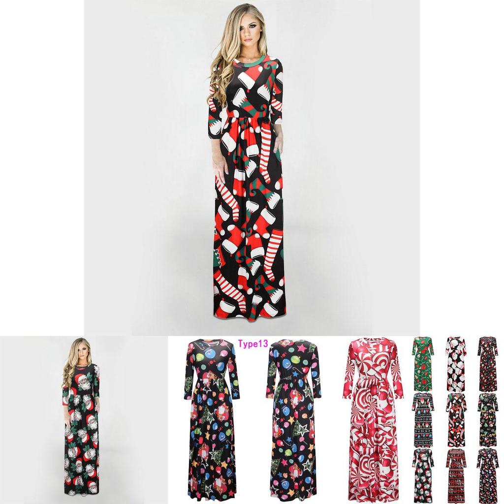 Fashion Women's Long Sleeve Christmas Dress Long Skirt Clothing With Premium Quality Material