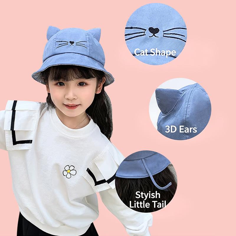 Cute Baby Hat With Cat Design Japanese Style Sun Protection Hat For Summer
