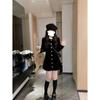 [Corduroy composite milk silk] French small fragrant Hepburn style velvet dress for children, short waist in autumn and winter