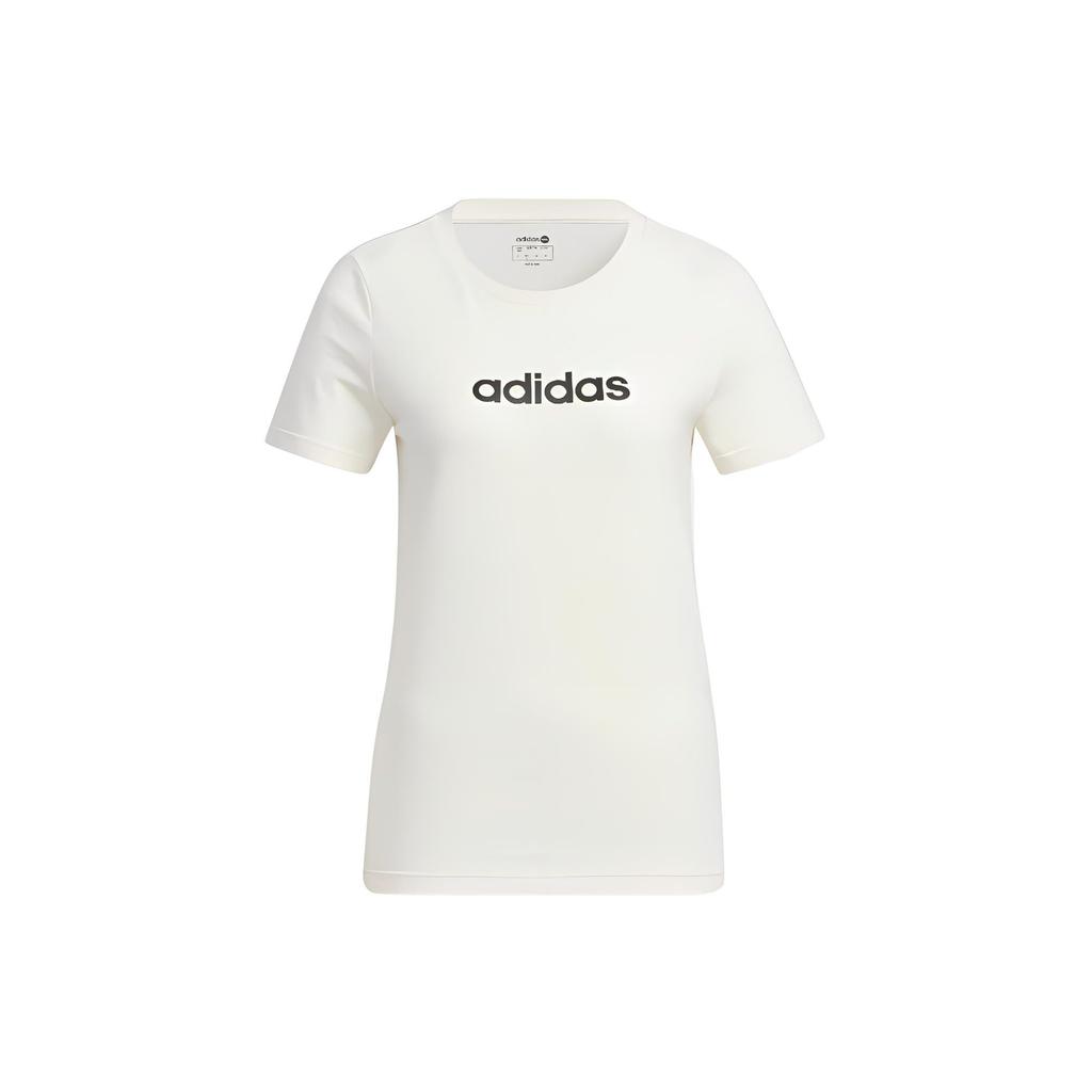 Adidas Neo Solid Color Logo Print Sports T-Shirt Women Tops White HE4526