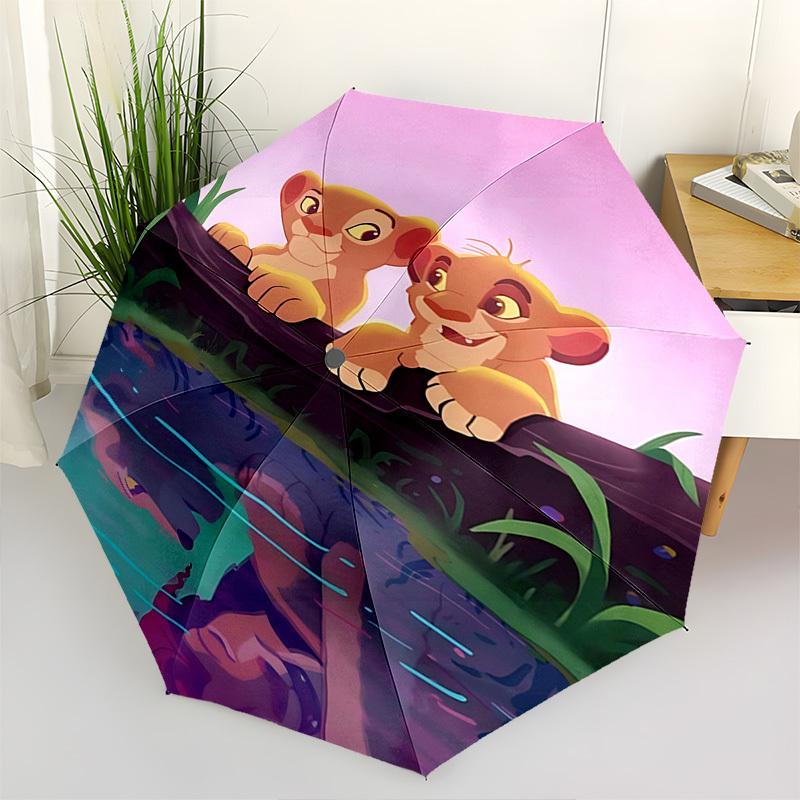 

Lion Cubs, Reflection Themed Automatic Opening and Closing Umbrella, Brightly Colored 8-rib Portable Umbrella, Suitable for Men and Women, A
